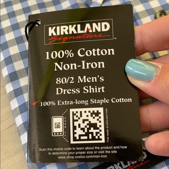 Blue Checkerboard Men’s Long Sleeve Dress Shirt - Picture 3 of 6